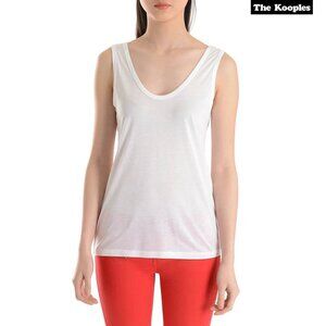 THE KOOPLES SPORT NWT DEEP NECKLINE MODAL WHITE TANK. MADE IN PORTUGAL. SIZE S